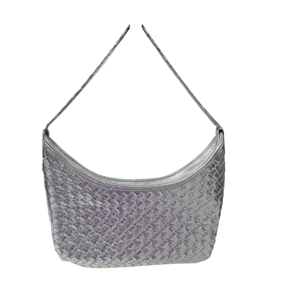Ariteration Silver Metallic Evening Bag Y2K Disco Party Prom Shoulder Purse Glam